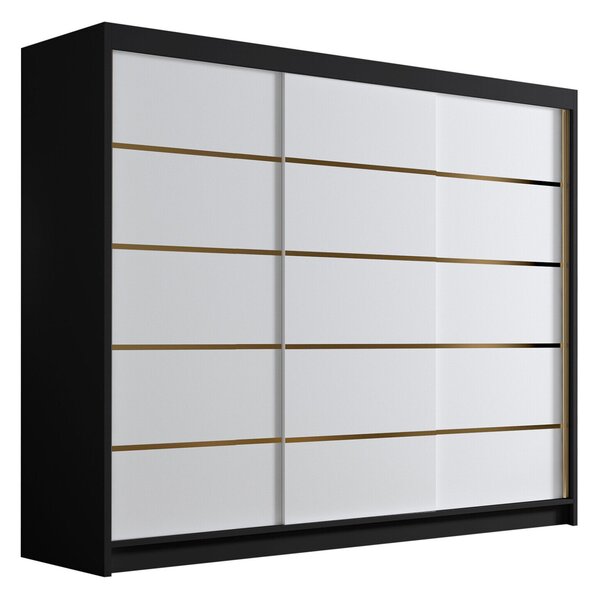 Gardróbszekrény Closico Veltron II, Laminált forgácslap, 215x250x58cm, Fehér, Fekete