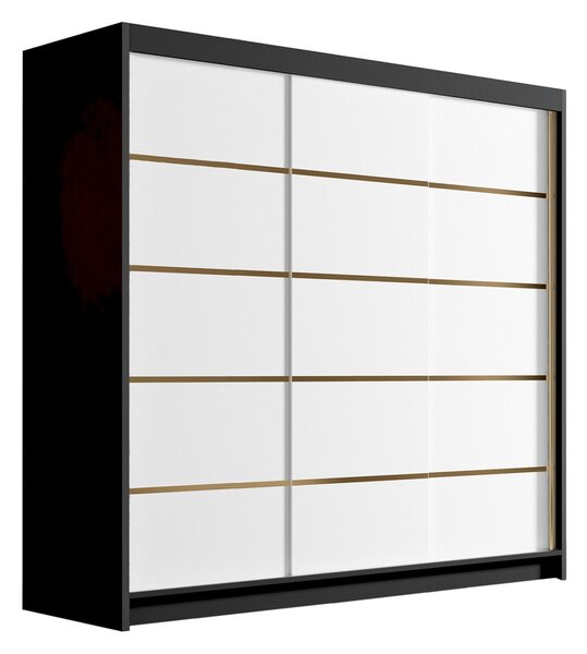 Gardróbszekrény Closico Plenor VI, Laminált forgácslap, 215x200x58cm, Fekete, Fehér