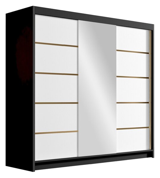 Gardróbszekrény Closico Plenor VI, Laminált forgácslap, 215x200x58cm, Fekete, Fehér