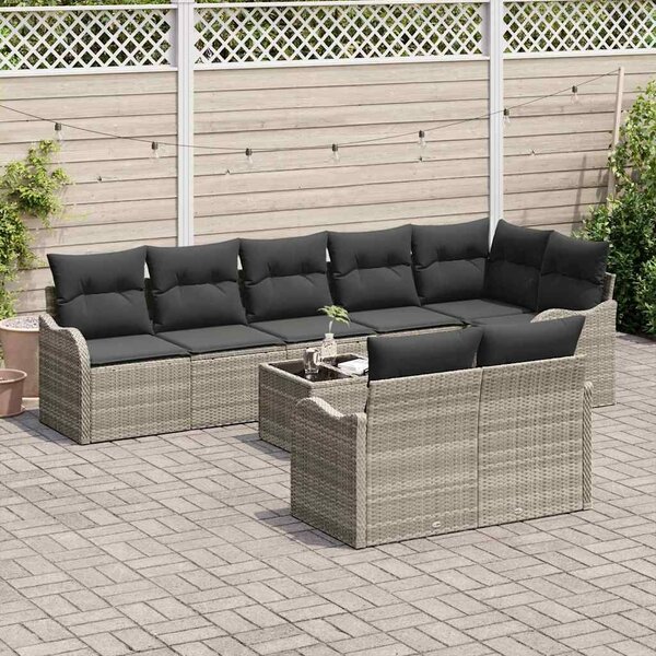VidaXL Kerti Kanapé Szett párnával 9 pcs Világosszürke Poli rattan