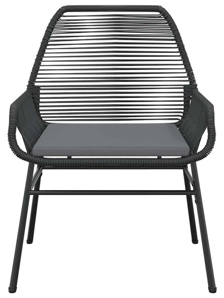 VidaXL 7 részes fekete polyrattan üveg kerti étkezőgarnitúra párnákkal