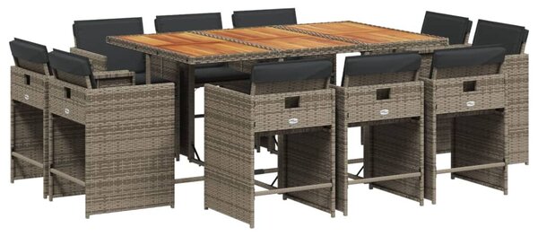 VidaXL 11 részes szürke polyrattan kerti ülőgarnitúra párnákkal