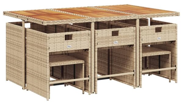 VidaXL 11 részes bézs polyrattan kerti étkezőgarnitúra párnákkal
