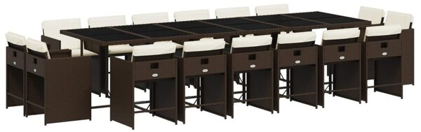VidaXL 17 részes barna polyrattan kerti ülőgarnitúra párnákkal