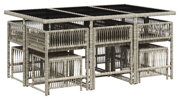 VidaXL 11 részes világosszürke polyrattan kerti ülőgarnitúra párnákkal