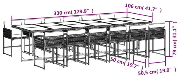 VidaXL 11 részes világosszürke polyrattan kerti ülőgarnitúra párnákkal