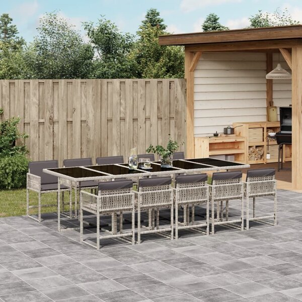 VidaXL 11 részes világosszürke polyrattan kerti ülőgarnitúra párnákkal