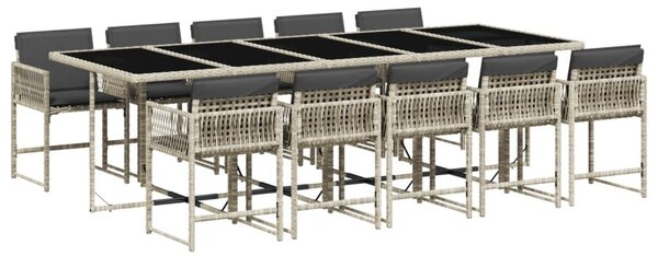 VidaXL 11 részes világosszürke polyrattan kerti ülőgarnitúra párnákkal