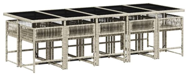 VidaXL 11 részes világosszürke polyrattan kerti ülőgarnitúra párnákkal
