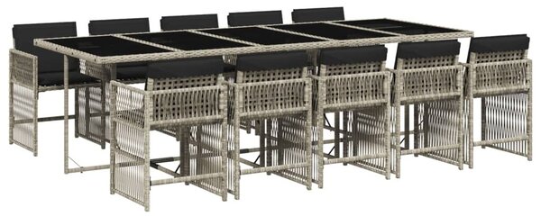 VidaXL 11 részes világosszürke polyrattan kerti ülőgarnitúra párnákkal