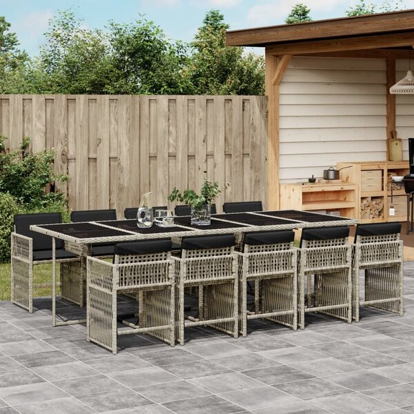 VidaXL 11 részes világosszürke polyrattan kerti ülőgarnitúra párnákkal