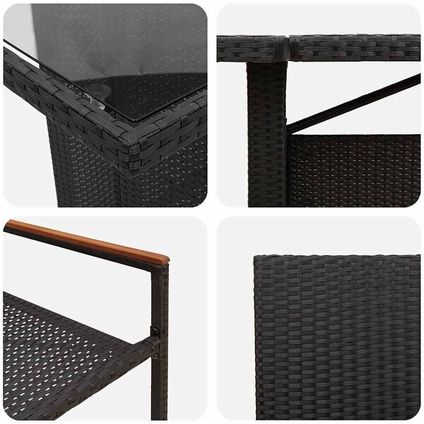 VidaXL Kert étkező szett 9 pcs Fekete polirattan