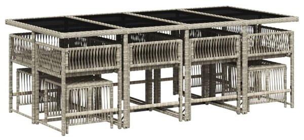 VidaXL 13 részes szürke polyrattan kerti étkezőgarnitúra párnákkal