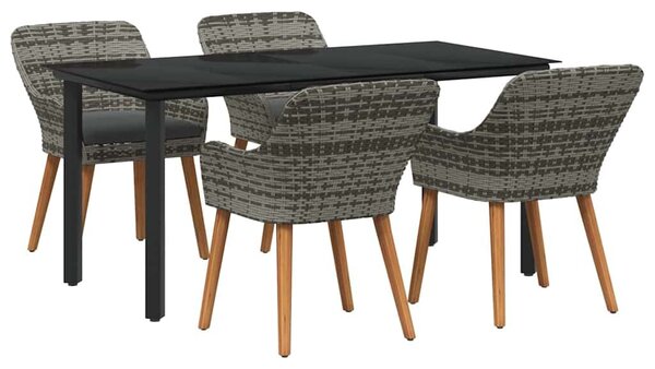 VidaXL Kert étkező szett párnával 5 pcs Szürke polirattan