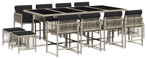 VidaXL 13 részes szürke polyrattan kerti étkezőgarnitúra párnákkal