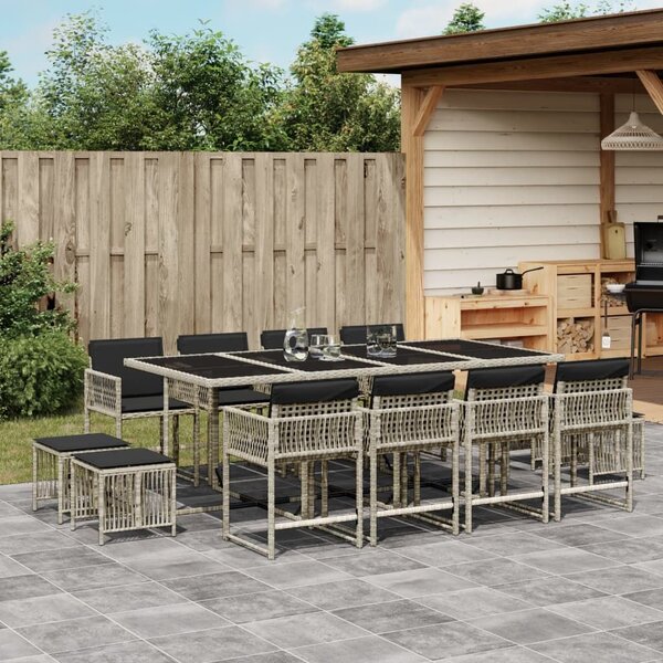 VidaXL 13 részes szürke polyrattan kerti étkezőgarnitúra párnákkal