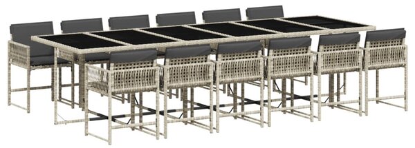 VidaXL 13 részes szürke polyrattan kerti étkezőgarnitúra párnákkal