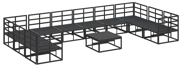 VidaXL Kerti Kanapé Szett párnával 11 pcs Fekete Alumínium