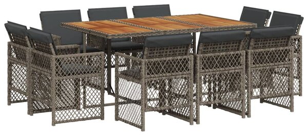 VidaXL 11 részes szürke polyrattan kerti ülőgarnitúra párnákkal