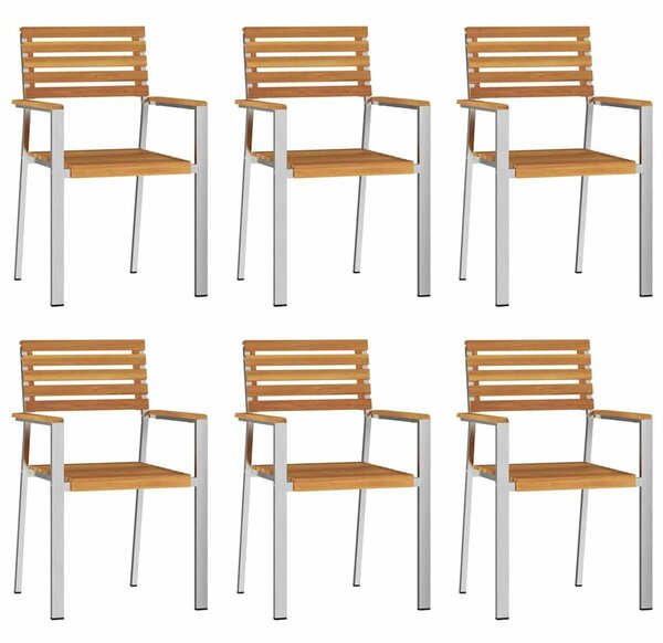 VidaXL Kert étkező szett 7 pcs Szilárd akácfa és rozsdamentes acél