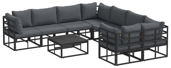 VidaXL Kerti Kanapé Szett párnával 9 pcs Fekete Acél