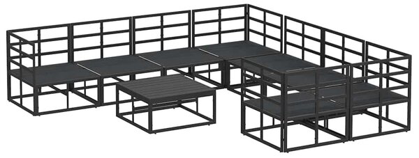 VidaXL Kerti Kanapé Szett párnával 9 pcs Fekete Acél