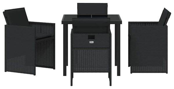 VidaXL Kert étkező szett párnával 5 pcs Fekete polirattan