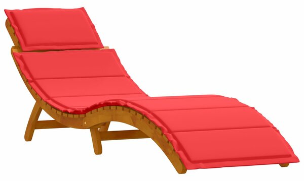 VidaXL Napozóágy 2 db-os szett Barna, Piros Tömör akácfa, Szövet