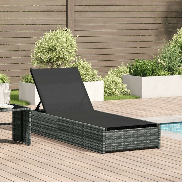 VidaXL Napozóágy Szürke 60x200x27 cm Polirattan