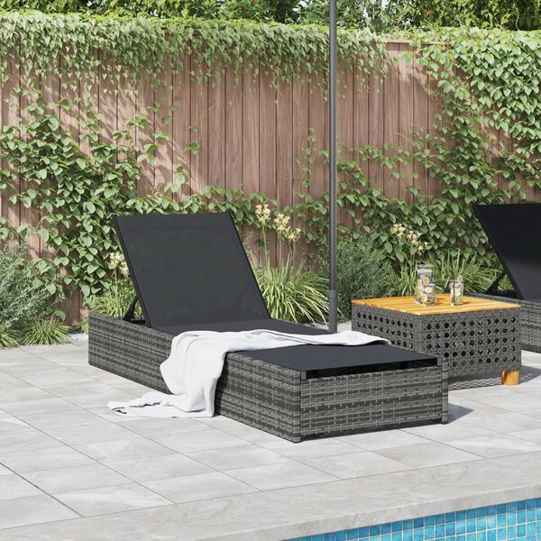 VidaXL Napozóágy Szürke 60x200x27 cm Polirattan