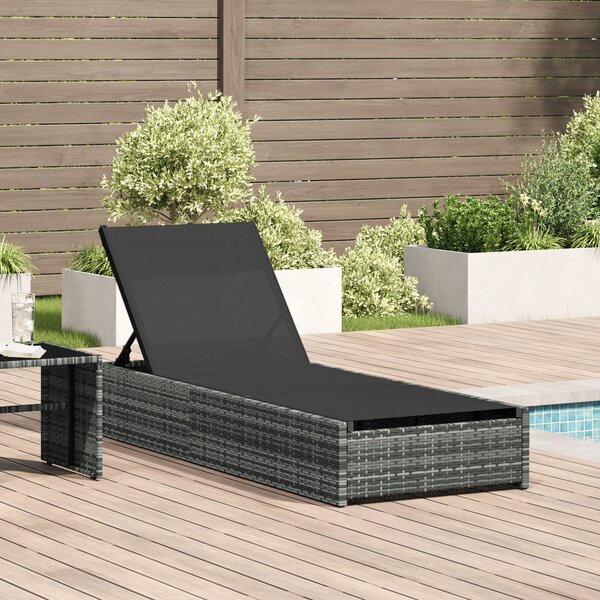 VidaXL Napozóágy Szürke 60x200x27 cm Polirattan