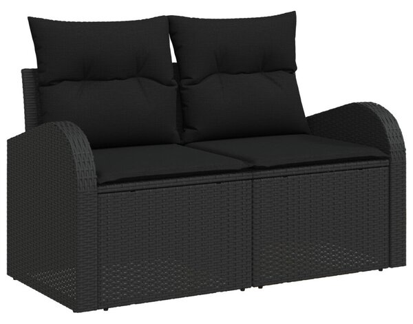 13 Darabos Kertibútor Szett Párnákkal Fekete Poli Rattan Akáccal
