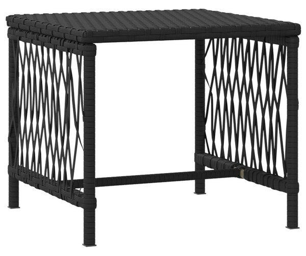 VidaXL Napozóágy Szett 3 darabos szett, PE rattan, fém, Fekete és krém