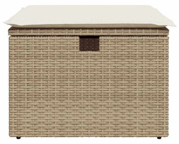 Bézs polyrattan kerti szék párnával 55 x 55 x 37 cm