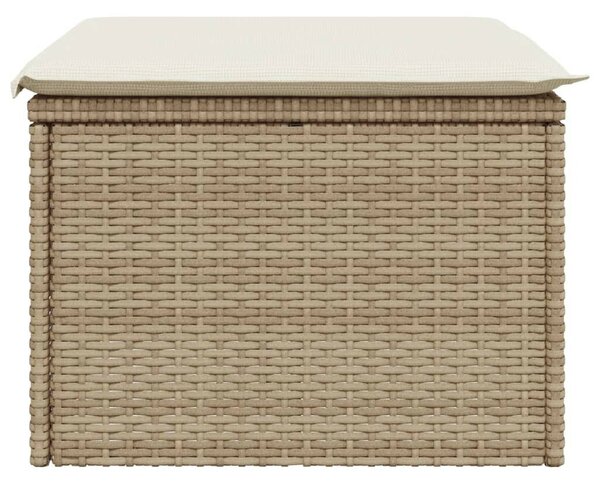 Bézs polyrattan kerti szék párnával 55 x 55 x 37 cm