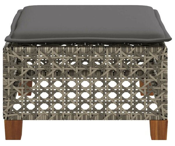 Szürke polyrattan kerti ülőke párnával 63,5 x 56 x 32 cm