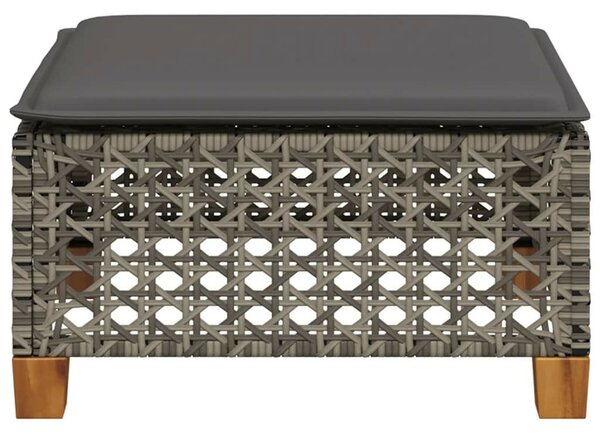 Szürke polyrattan kerti ülőke párnával 63,5 x 56 x 32 cm