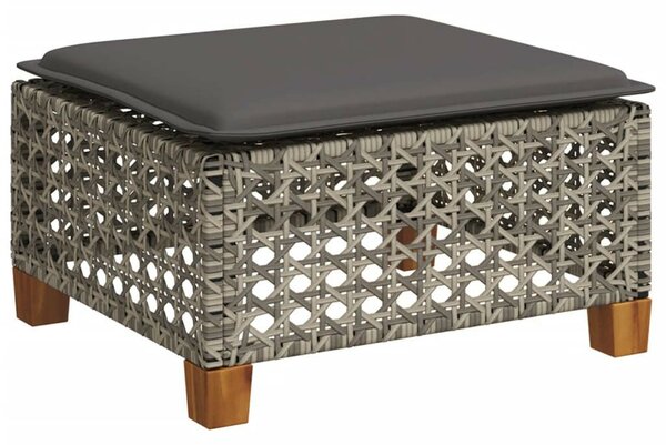Szürke polyrattan kerti ülőke párnával 63,5 x 56 x 32 cm