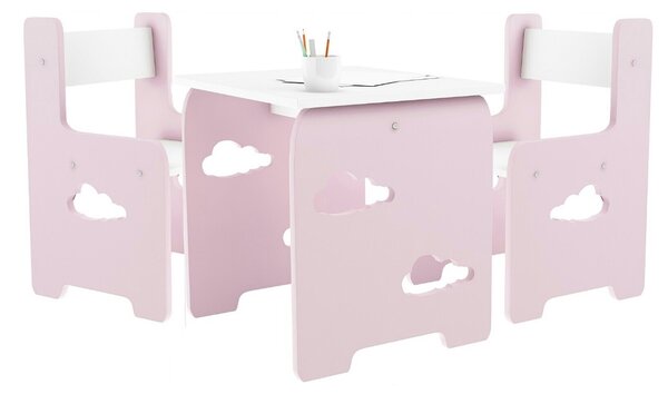 WoodStar Dizajnový detský stolík a stolička obláčik 3v1 Szín: rózsaszín