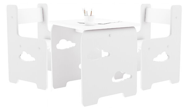 WoodStar Dizajnový detský stolík a stolička obláčik 3v1 Szín: fehér