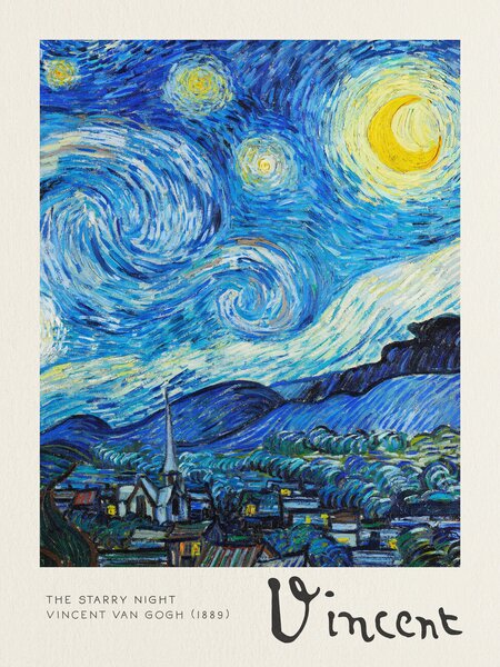 Festmény reprodukció The Starry Night - Vincent van Gogh, (30 x 40 cm)
