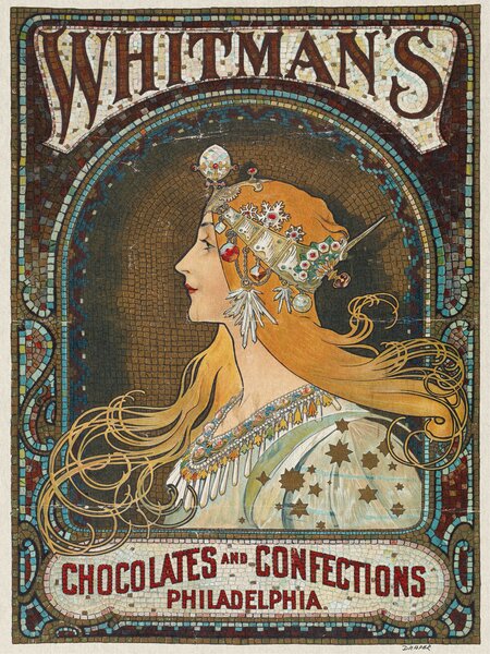 Festmény reprodukció Whitman's Chocolates & Confections (Vintage Art Nouveau) - Alfons Mucha, (30 x 40 cm)