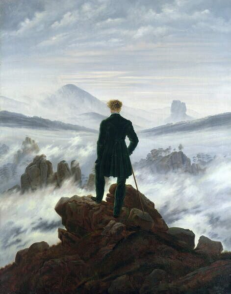Friedrich, Caspar David - Festmény reprodukció The Wanderer above the Sea of Fog, 1818, (30 x 40 cm)