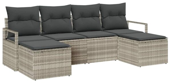 VidaXL Kanapé Szett 6 pcs Világosszürke polirattan