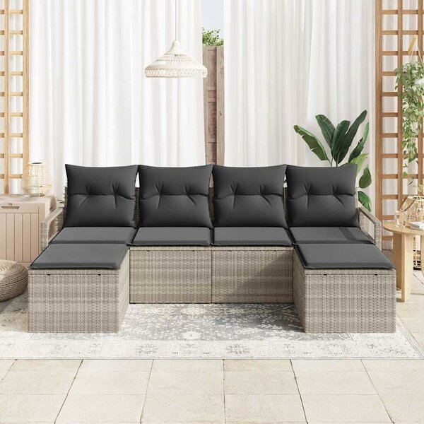 VidaXL Kanapé Szett 6 pcs Világosszürke polirattan