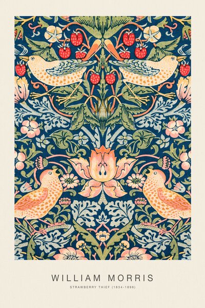 Festmény reprodukció Strawberry Thief (Special Edition Classic Vintage Pattern) - William Morris, (26.7 x 40 cm)