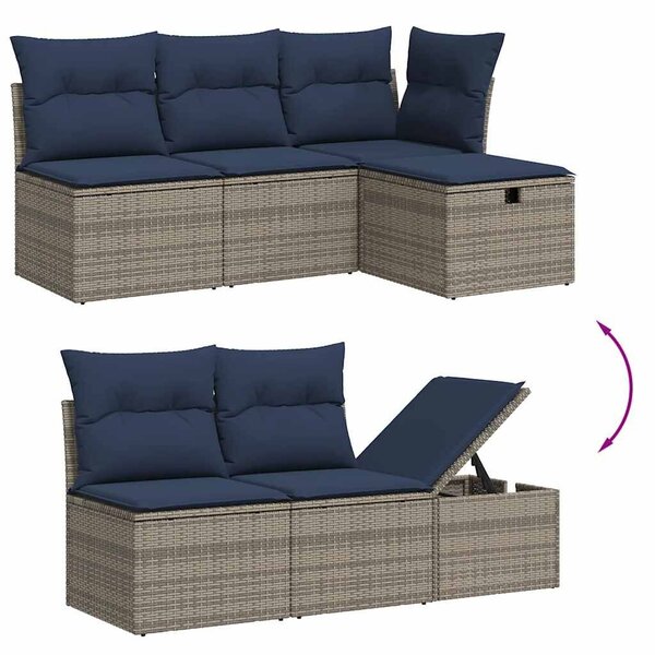 VidaXL 9 részes szürke polyrattan kerti ülőgarnitúra párnával