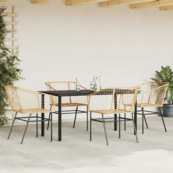 VidaXL 5 észes barna polyrattan üveg kerti étkezőgarnitúra