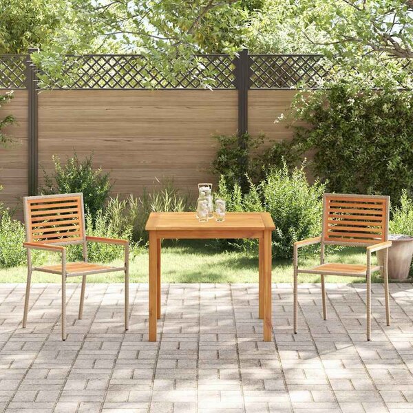 VidaXL Kert étkező szett 3 pcs Bézs Poli rattan