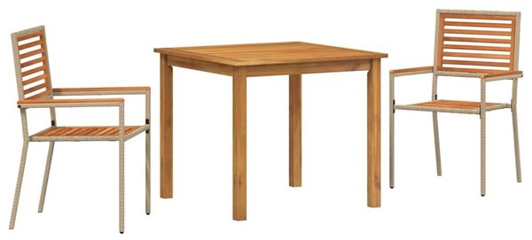 VidaXL Kert étkező szett 3 pcs Bézs Poli rattan